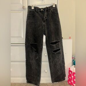 Black Distressed Relaxed Women’s Jeans